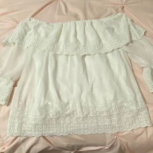 white off the shoulder shirt